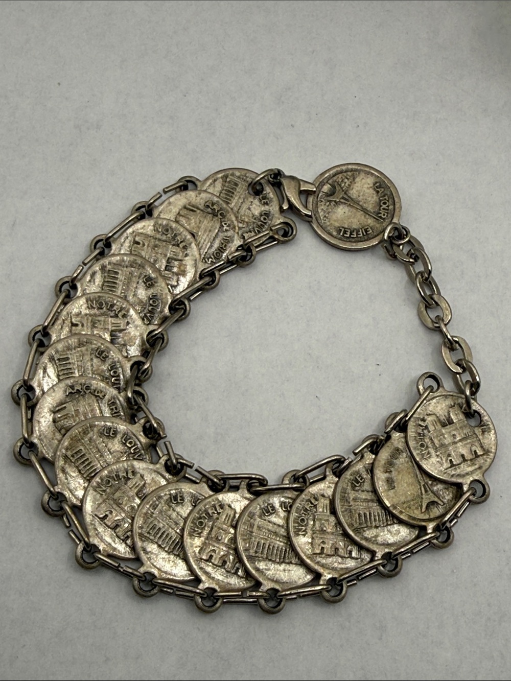 Vintage Eiffel Tower notre dame louve coin link novelty coveted style bracelet